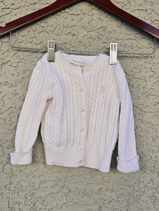 Ralph Lauren Pale Pink Cable Knit Baby Cardigan - Picture 1 of 7